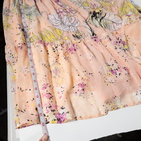 Floral Boho Maxi Dress By Fig & Flower  Smocked Waist Button-Down Puff Sleeves - Picture 11 of 11